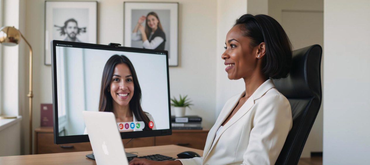 A hiring manager meeting a candidate over video